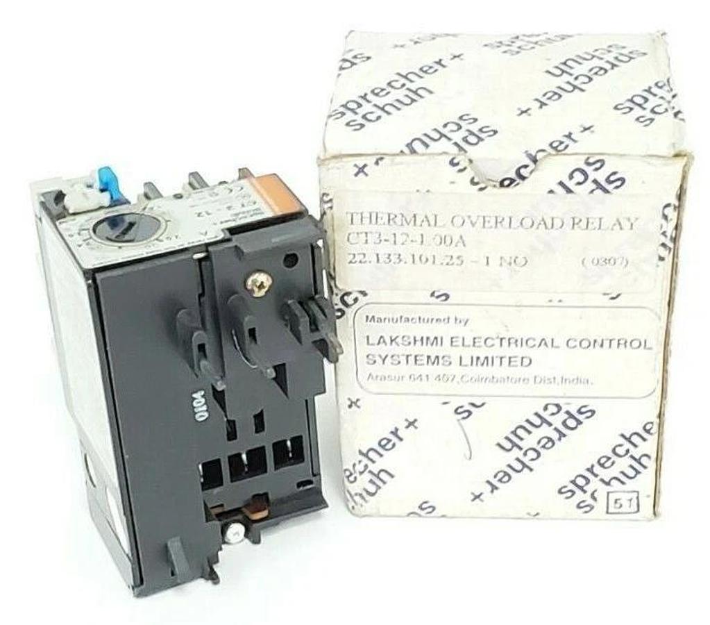 NEW LAKSHMI SPRECHER+SCHUH CT3-12-1.00A THERMAL OVERLOAD RELAY CT3121.00A