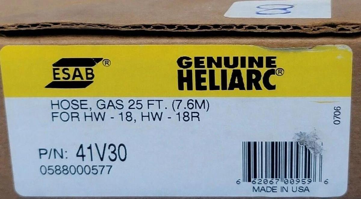 NEW HELIARC 41V30 25FT GAS HOSE FOR HW-18, HW-18R TORCH ACCESSORY