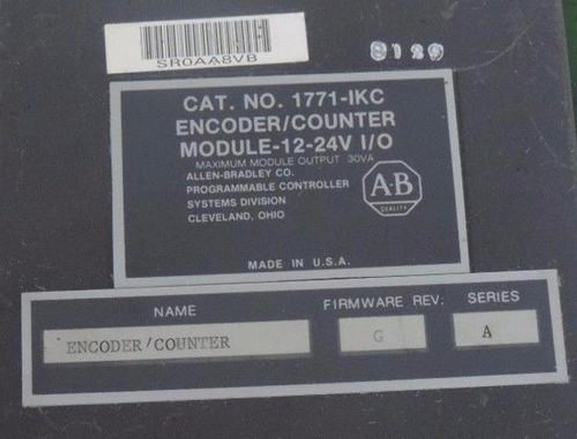 Used ALLEN BRADLEY 1771-IKC ENCODER COUNTER MODULE SER A FW REV G 12-24V 1771IKC