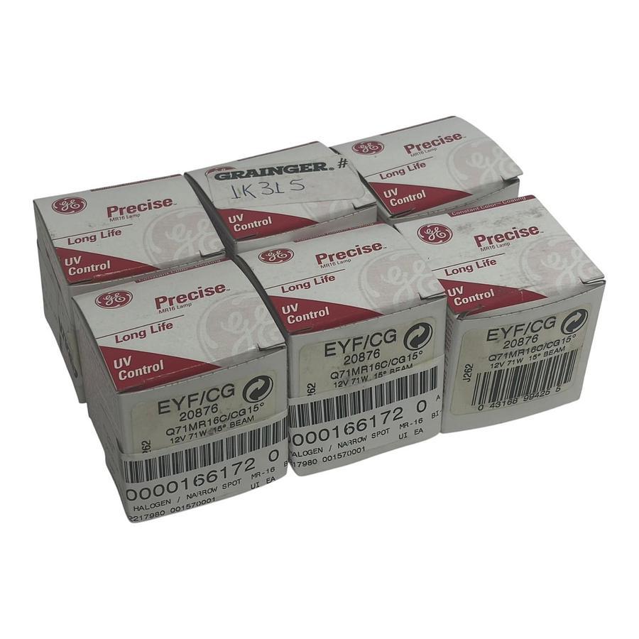 Used GE Precise EYF/CG 20876 Q71MR16C/CG15 12V 71W 15 deg MR16 Halogen Bulb Pack of 6