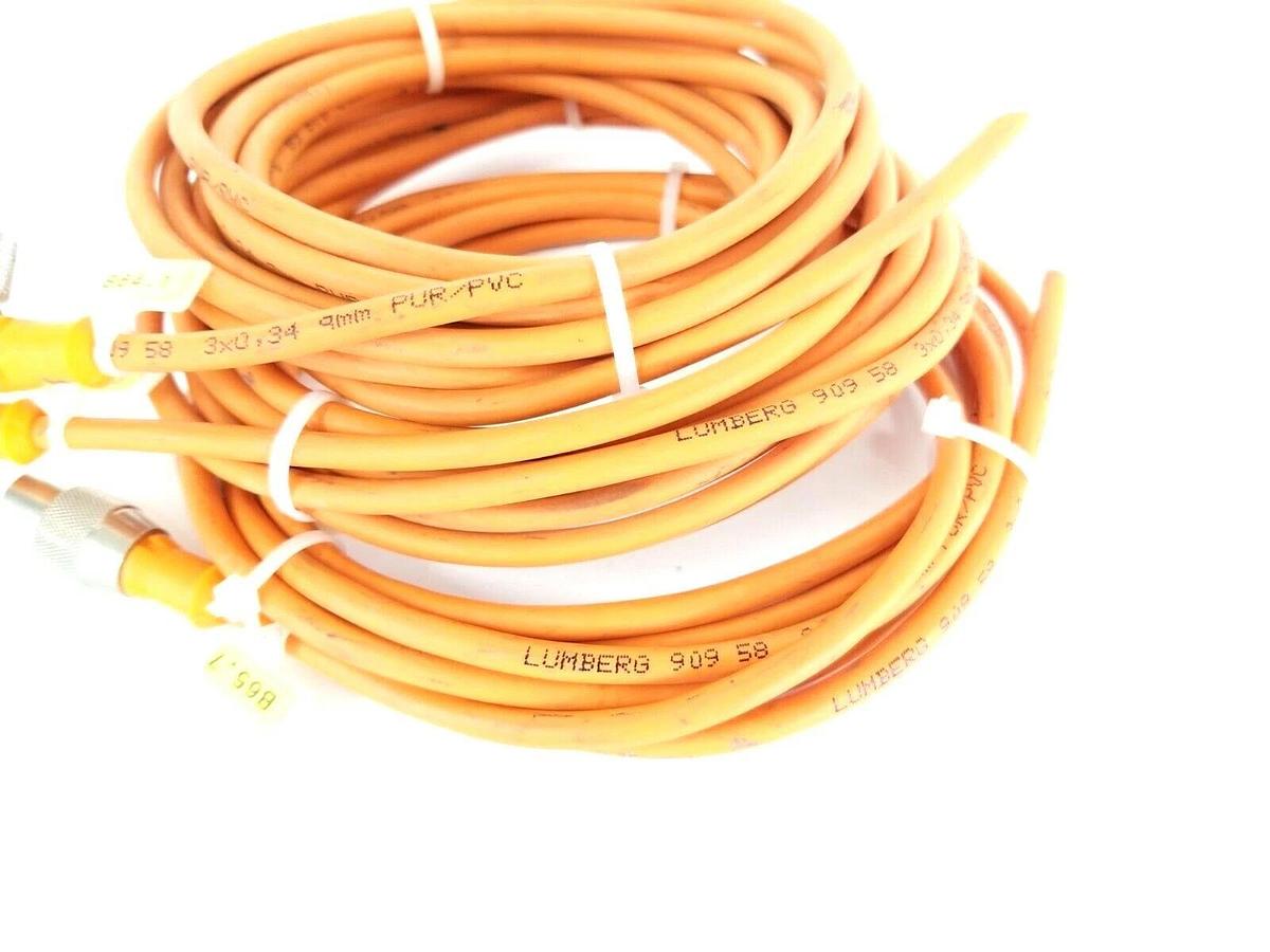 Used LOT OF 3 LUMBERG 909-58 3x0,34 9mm PUR/PVC CABLE ASSEMBLIES
