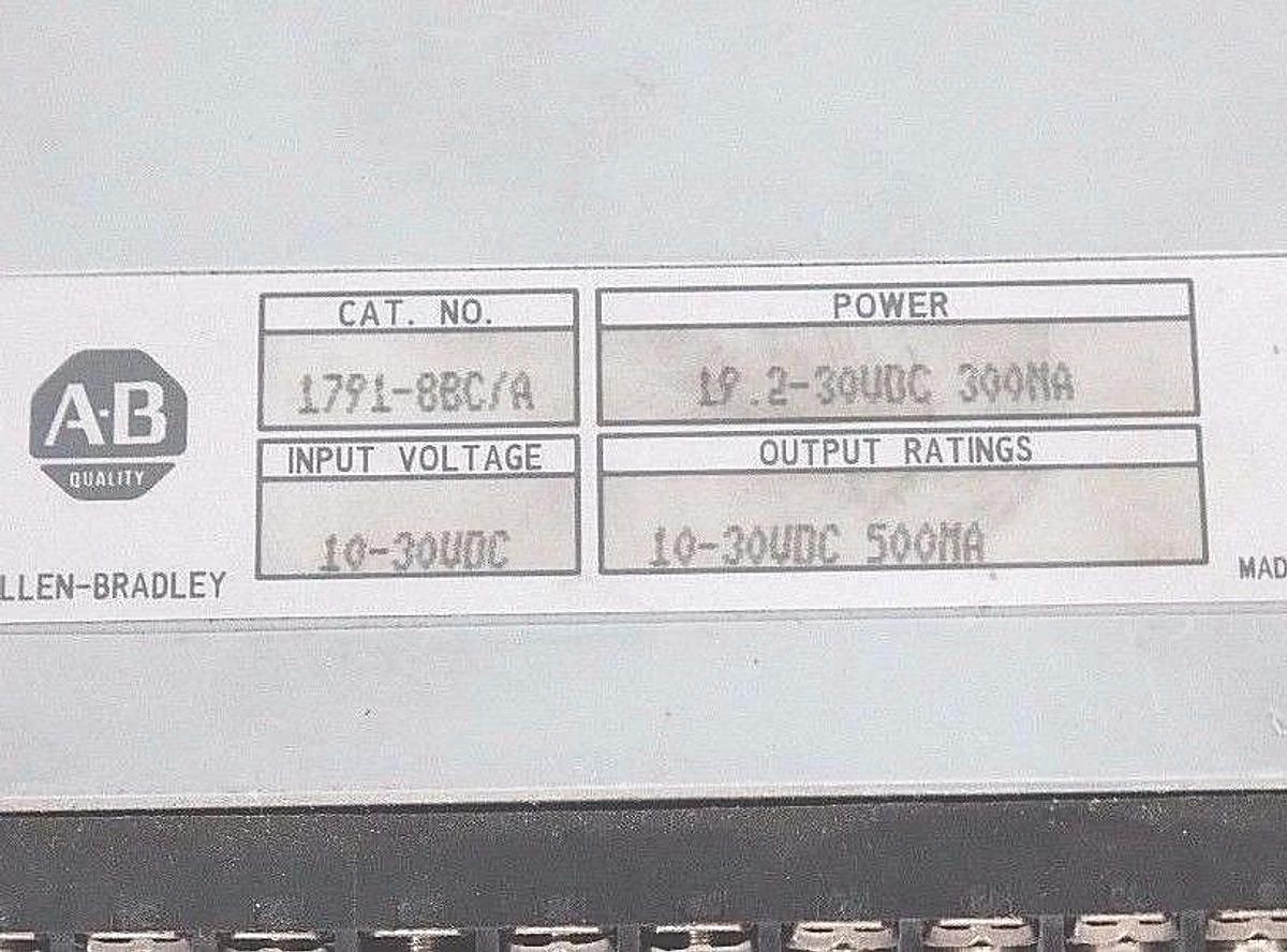 Used ALLEN BRADLEY 1791-8BC I/O BLOCK 1791-8BC/A, 24VDC