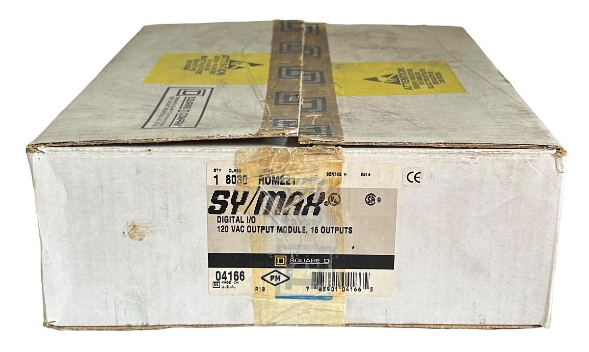 Used NEW SQUARE D 8030-ROM221 / 30619-502-50 Ser. H SY/MAX 16-PT 120VAC OUTPUT MODULE