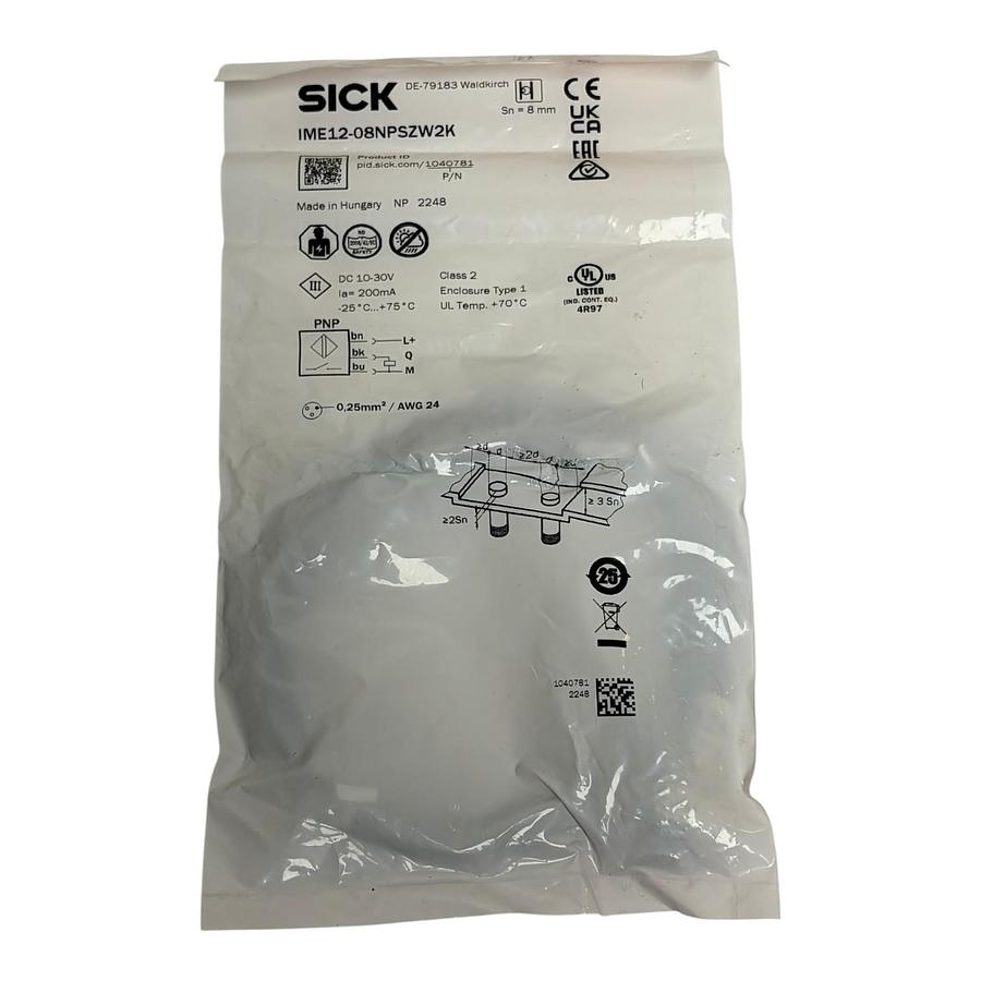 SICK IME12-08NPSZW2K Inductive Proximity Sensor PNP NO 8mm Detection Brand New