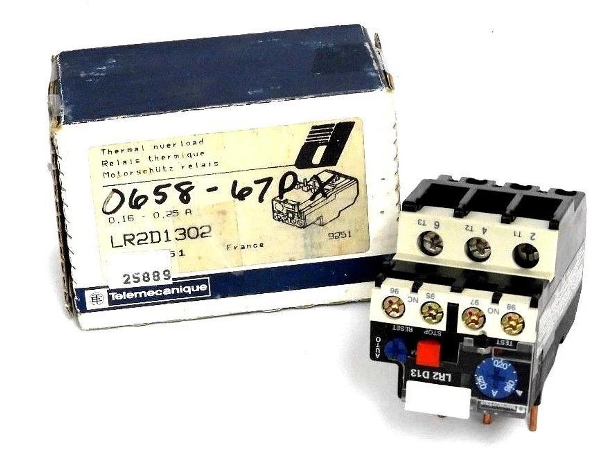 NEW TELEMECANIQUE LR2D-1302 THERMAL OVERLOAD RELAY .16-.25A, LR2D1302