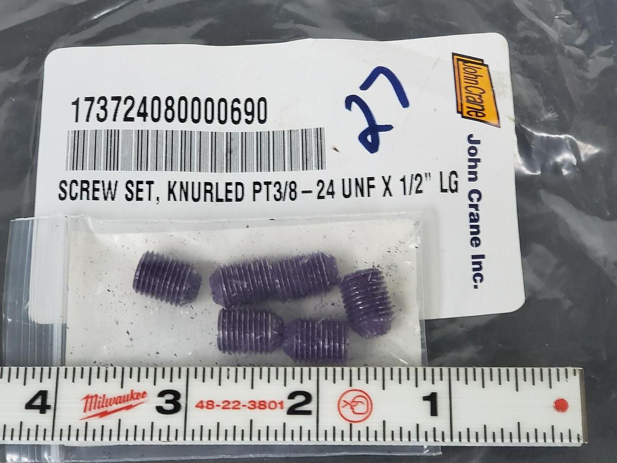 NEW JOHN CRANE 173724080000690 SCREW SET, KNURLED PT3/8-24 UNF X 1/2'' LG (6)