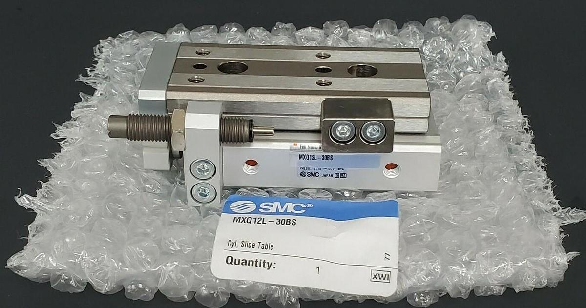 NEW SMC MXQ12L-30BS CYLINDER TABLE SLIDE SHOCK ABSORB MXQ12L30BS