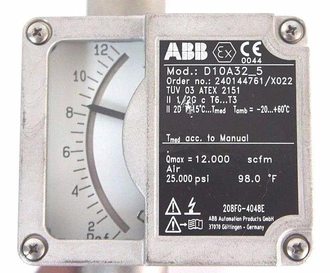 NEW ABB D10A32-5 FLOWMETER 1/2" NPT ORDER NO. 240144761/X022 D10A325