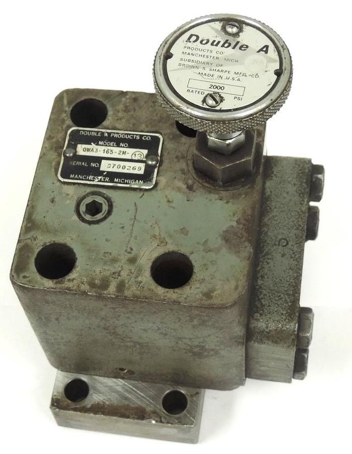Used DOUBLE A PRODUCTS QWA3-165-2M-13 PRESSURE RELIEF VALVE QWA31652M13, 2000 PSI
