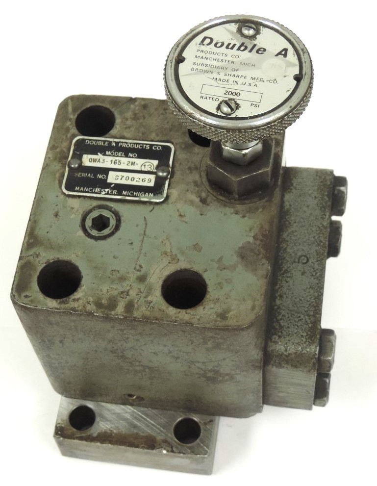 Used DOUBLE A PRODUCTS QWA3-165-2M-13 PRESSURE RELIEF VALVE QWA31652M13, 2000 PSI