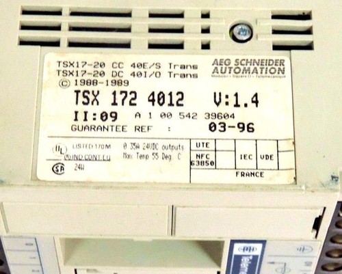 Used TELEMECANIQUE TSX-172-4012 PLC CPU TSX17 CONTROLLER V:1.4 TSX1724012