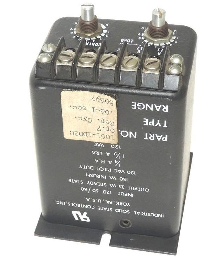Used ISSC 1061-1DD2C TIMER INPUT 120V 50/60HZ, OP. 7 REP. CYC. .06-1 SEC.