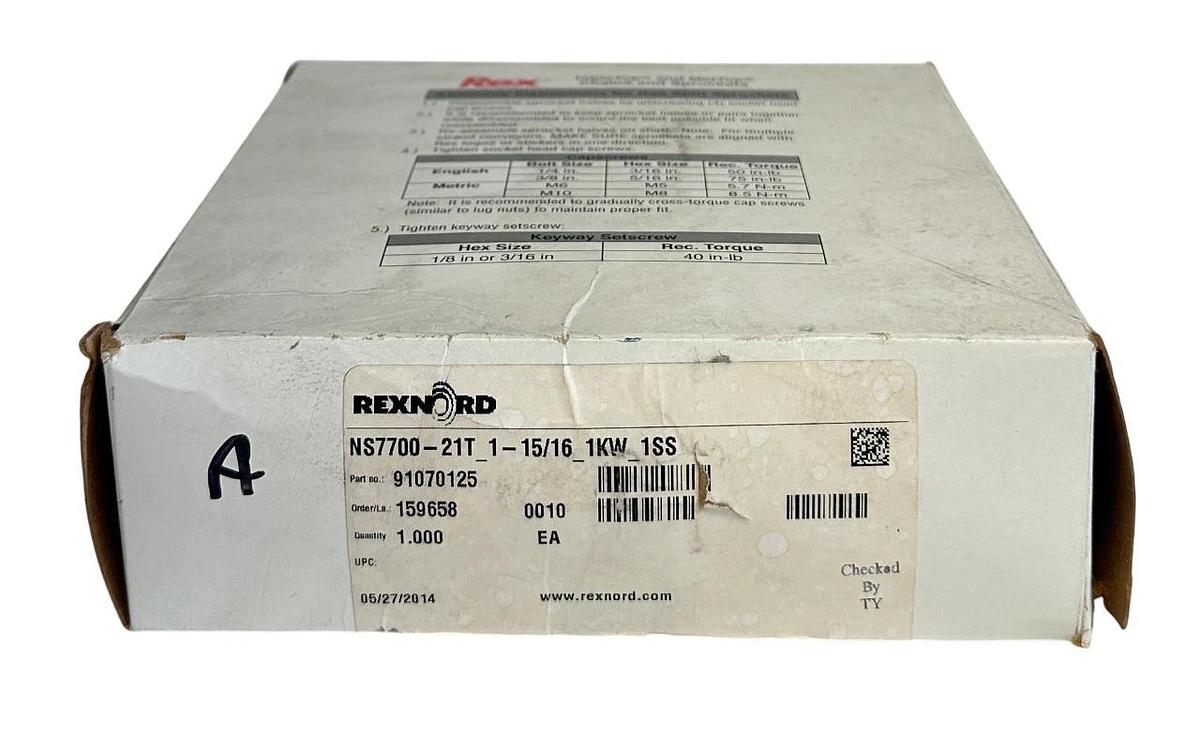 REXNORD NS7700-21T_1-15/16_1KW_1SS / 91070125 SPROCKET 1-15/16'' BORE NSMP