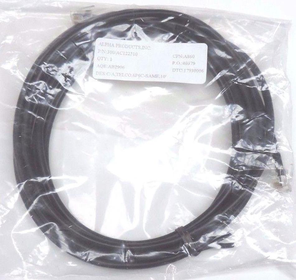 LOT OF 4 NEW ALPHA PRODUCTS, INC. P/N: 300/AC122510, C/A, TELCO, 6P6C-SAME, 10'