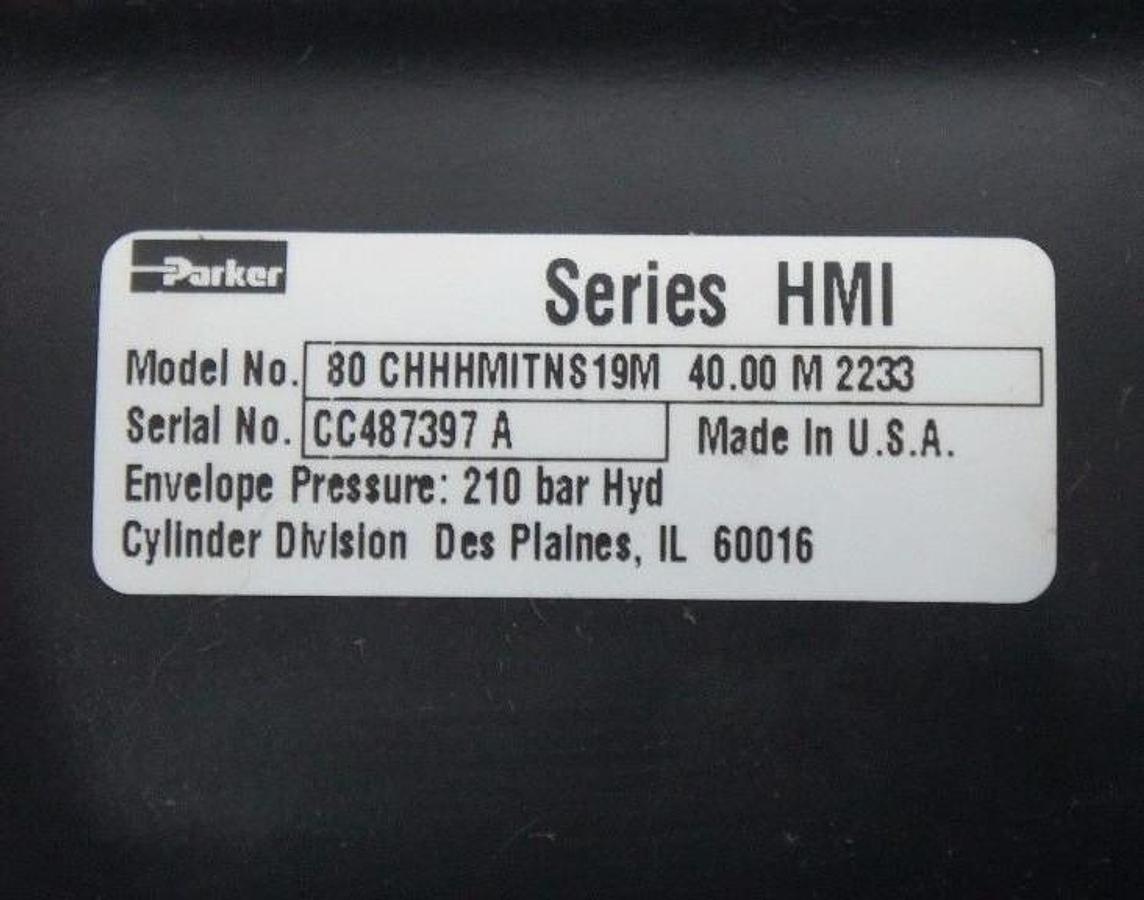 Used NEW PARKER 80 CHHHMITNS19M 40.00 M 2233 CYLINDER SERIES HMI 210 BAR