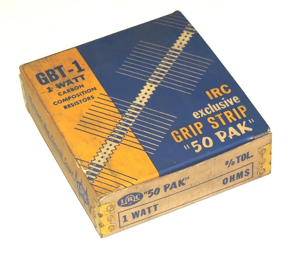 Used NEW IRC GBT-1 CARBON COMPOSITION 1W RESISTORS GRIP STRIP 50 PAK MIL TYPE RC 32