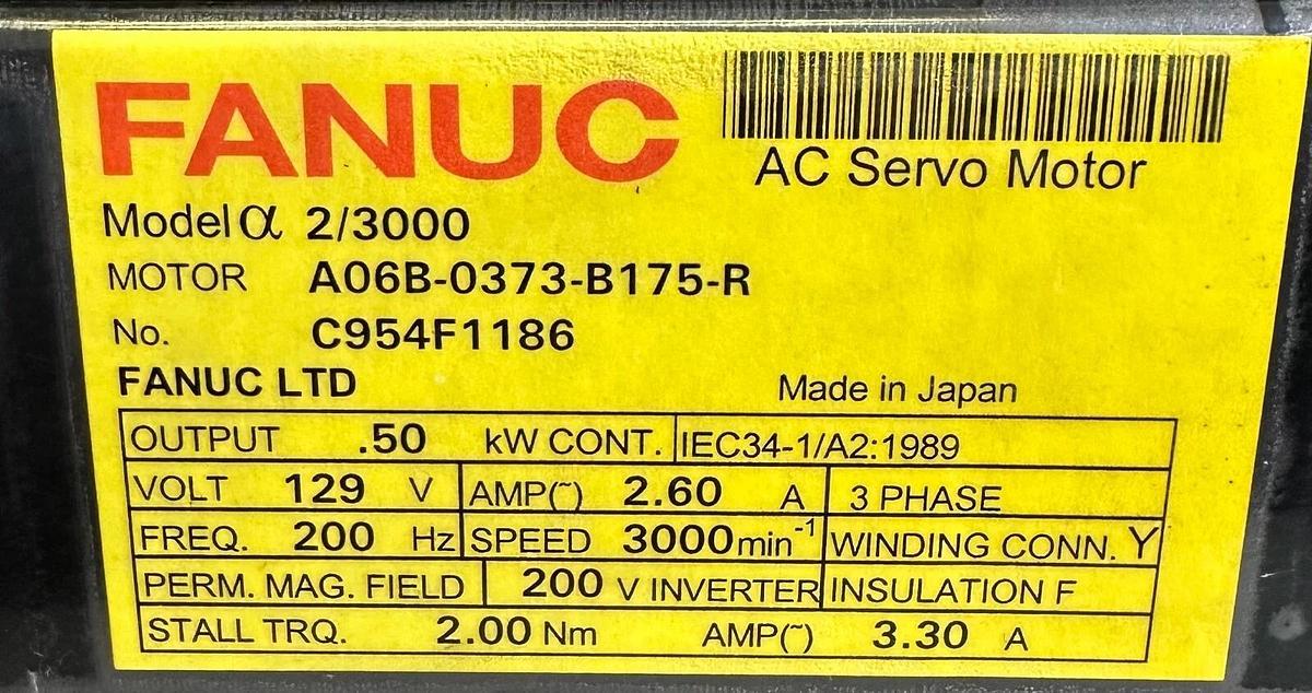 Refurbished REPAIRED FANUC A06B-0373-B175-R / A06B-0373-B175 AC SERVO MOTOR .5kW a2/3000