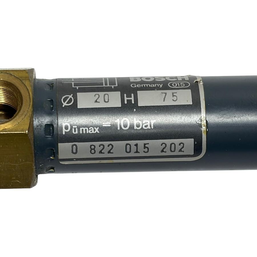 Used Bosch 0822015202 Pneumatic Cylinder 20mm Bore 75mm Stroke 10 Bar Max Germany