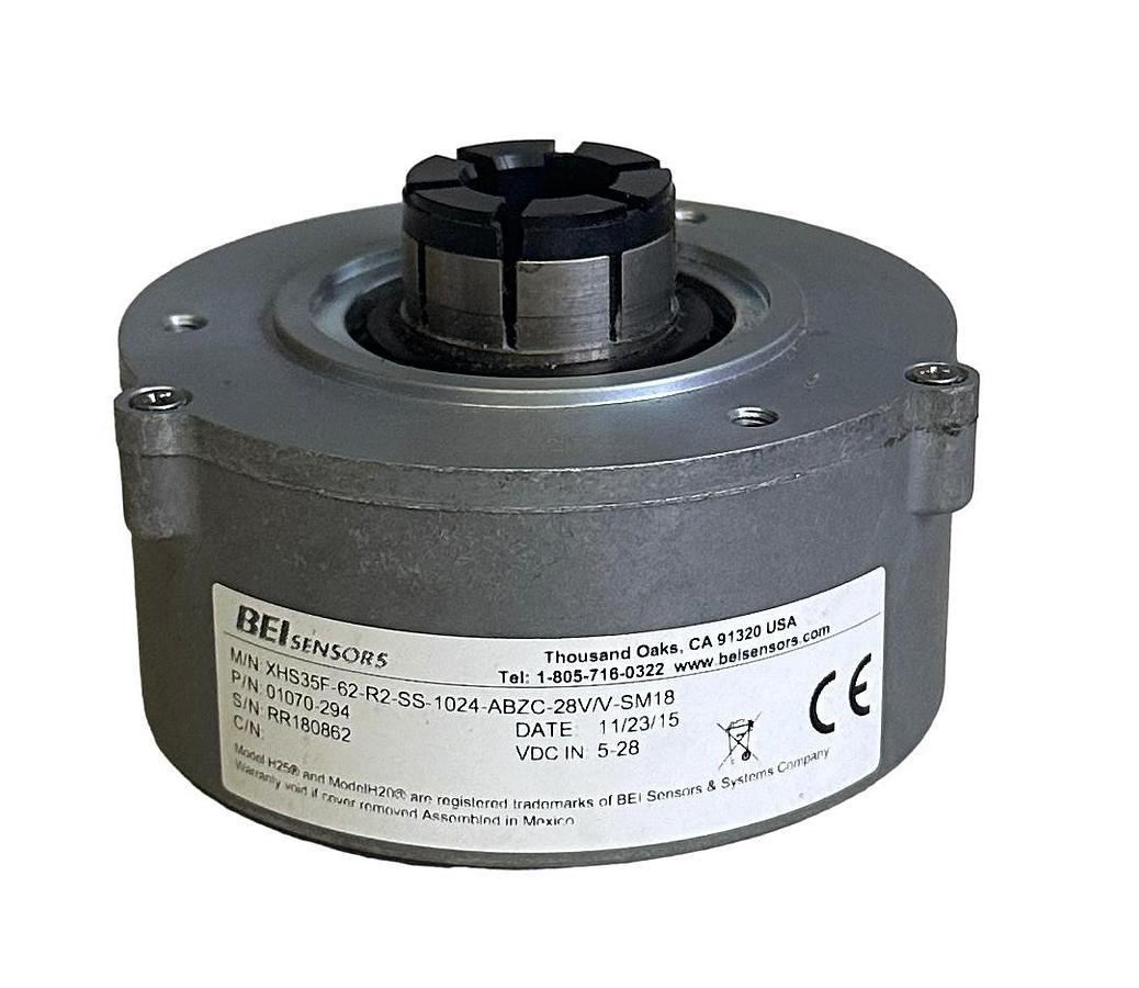 Used NEW BEI SENSORS 01070-294 / XHS35F-62-R2-SS-1024-ABZC-28V/V-SM18 ENCODER 5-28VDC