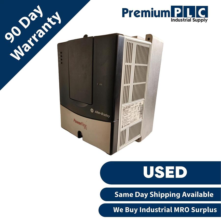 Used ALLEN BRADLEY 20AD5P0A0AYNNNC0 /A POWERFLEX 70 AC DRIVE 3HP W/ 20-COMM-R MODULE