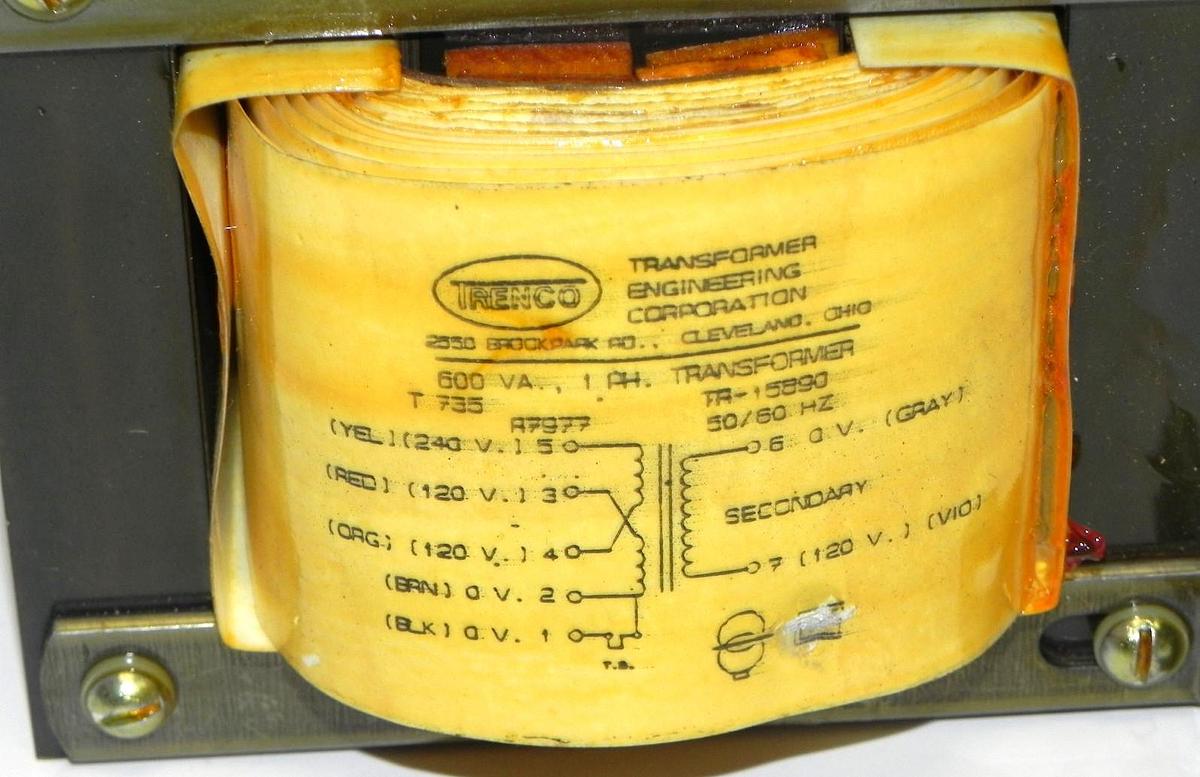 Used TRENCO TR-15890 TRANSFORMER TR15890 50/60HZ 600VA, 1PH, TR15890