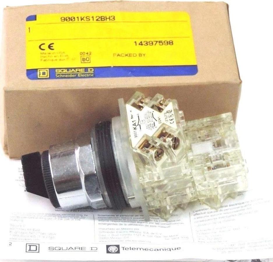 Used NIB SQUARE D 9001KS12BH3 SELECTOR SWITCH 600VAC 10A