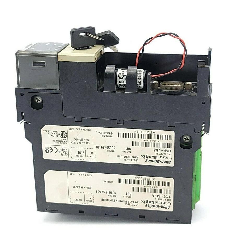 Used ALLEN BRADLEY 1756-M3/A REV. B01 SER. A 1756-L1/A REV. S01 SER. A F/W: 7.10