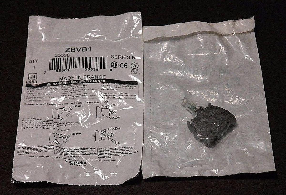 Used LOT OF 2 NEW TELEMECANIQUE ZBVB1 PILOT LIGHT MODULES 24V, SERIES B, 35538