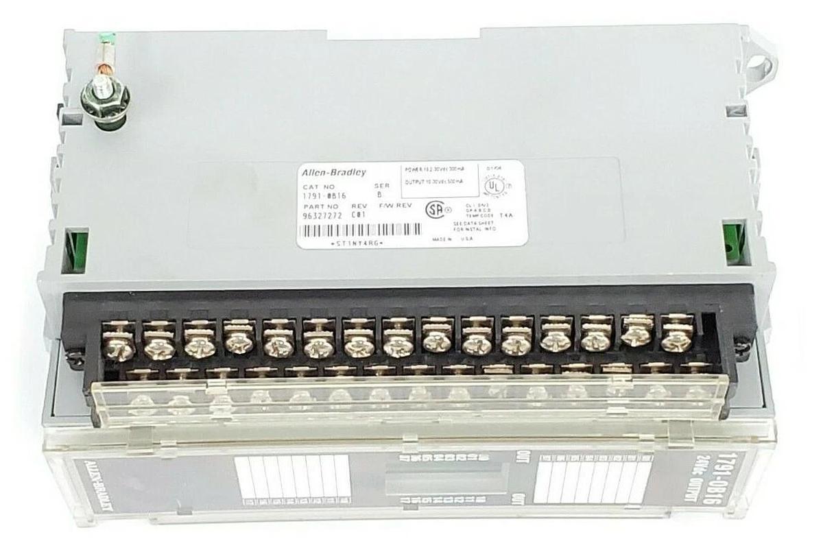 Used ALLEN BRADLEY 1791-0B16 I/O BLOCK 17910B16 SER. B REV. C01, 24VDC, P/N: 96327272