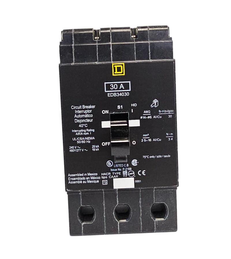 Used NIB SQUARE D EDB34030 S1 CIRCUIT BREAKER 30A 3P 480Y/277V~ 50/60HZ