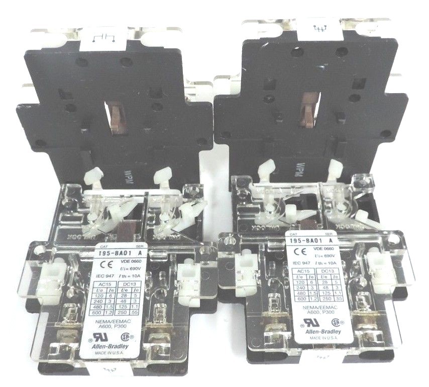 Used LOT OF 4 ALLEN BRADLEY 195-BA01 AUXILARY CONTACT SER A 195BA01
