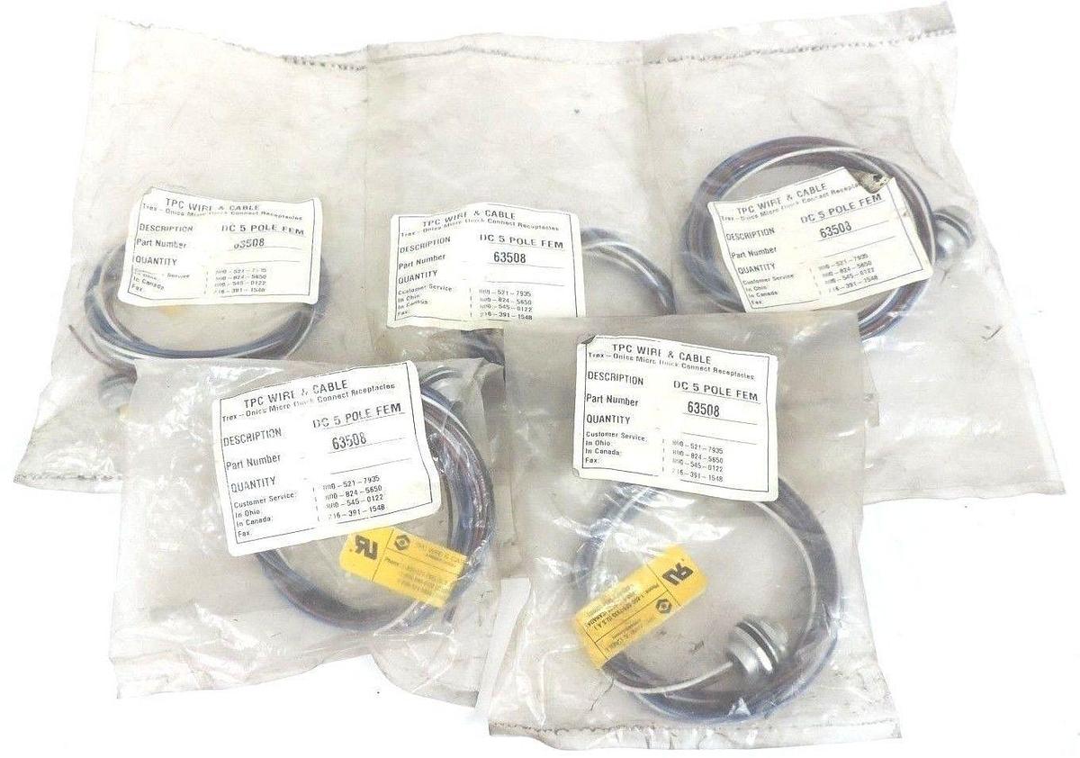 Used LOT OF 5 NEW TPC WIRE & CABLE 63508 DC 5 POLE FEM QUICK CONNECT