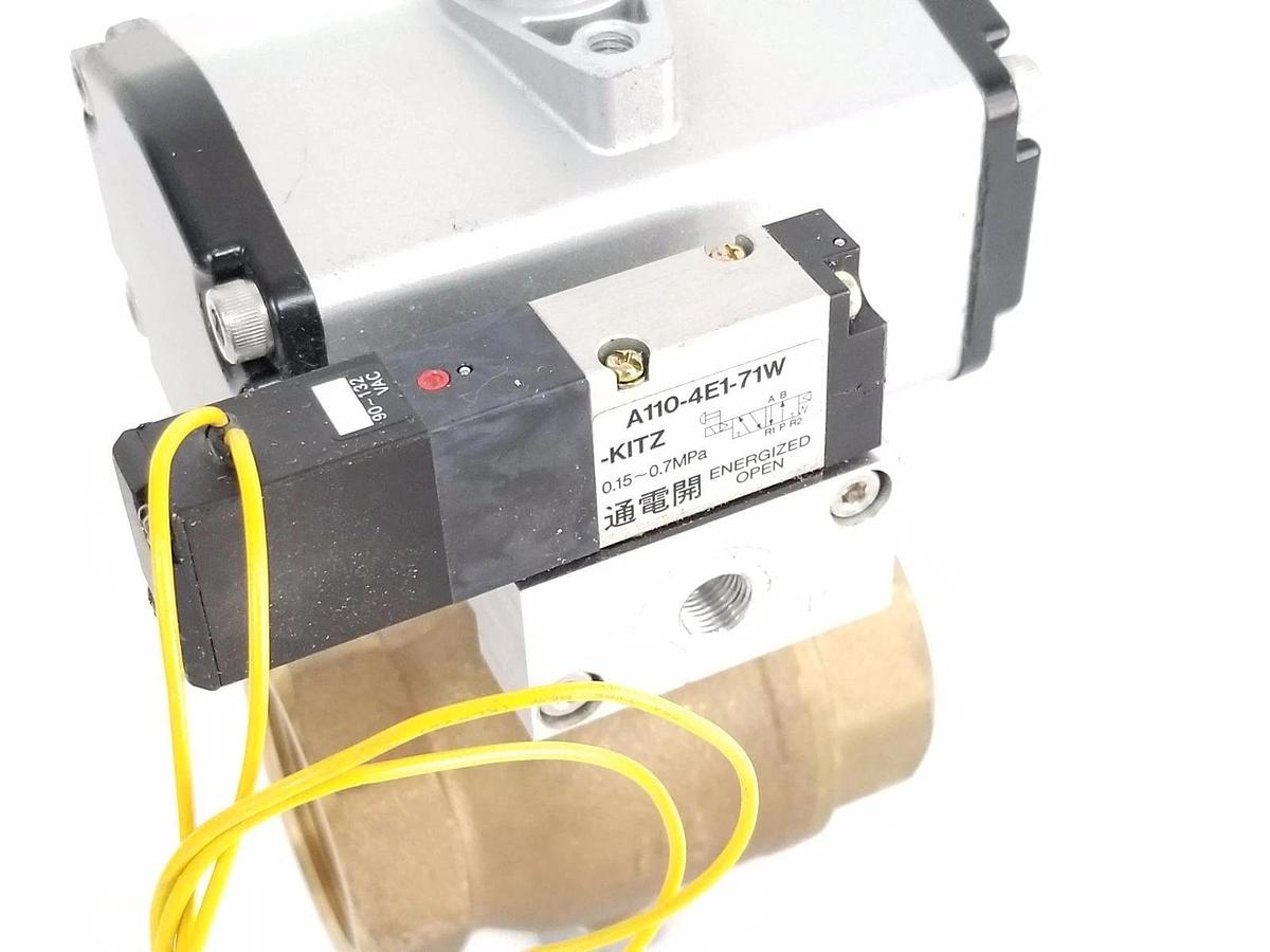 Used KITZ ACT. TYPE: C-2 FLOW CONTROL VALVE 1 1/2 IN. W/ A110-4E1-71W-KITZ SOLENOID