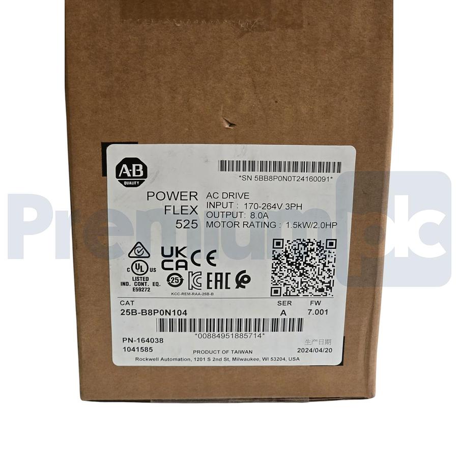 Used Sealed Surplus Allen Bradley 25B-B8P0N104 /A PowerFlex 525 AC Drive 3P 230V 2HP