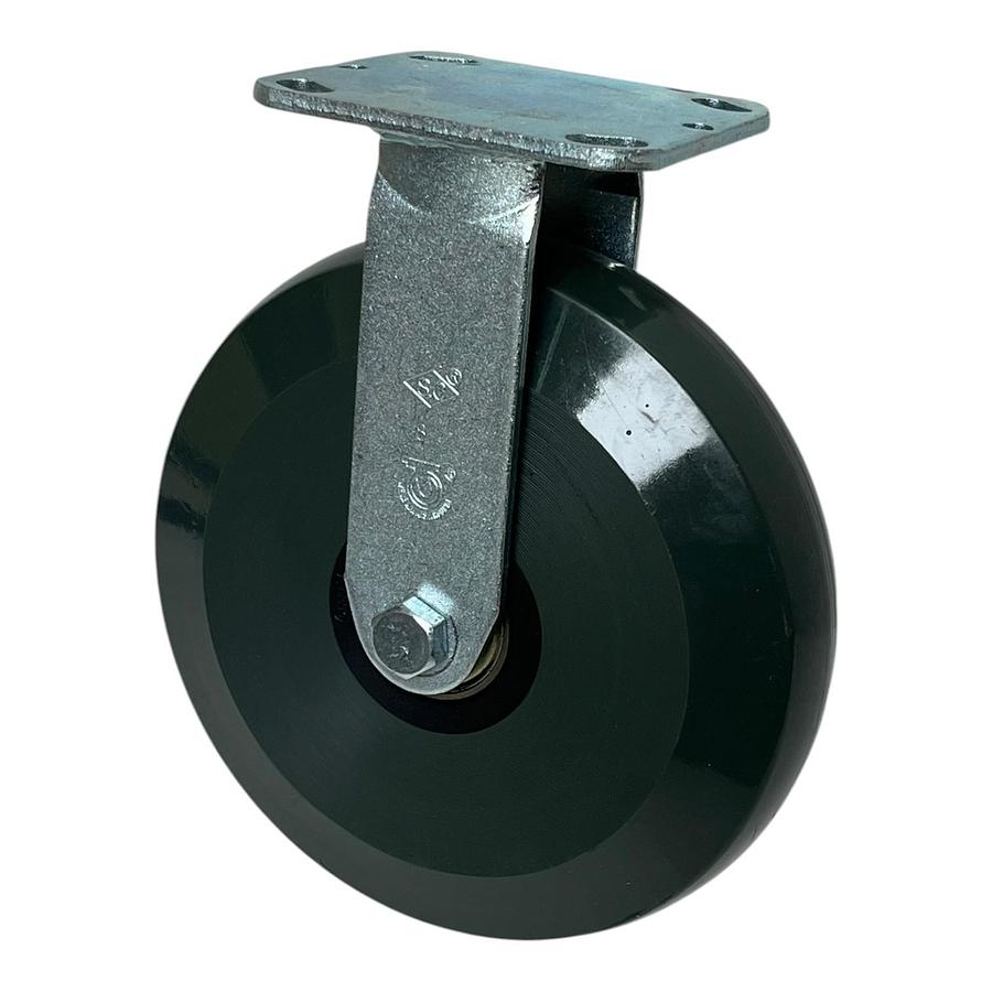 SC Caster Wheels 8" Rigid Plate Caster Polyurethane Solid Green Wheel New