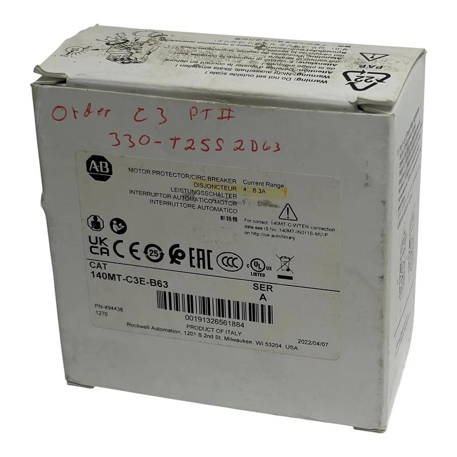 Allen Bradley 140MT-C3E-B63 Motor Protector Circuit Breaker 4-6.3A New Surplus