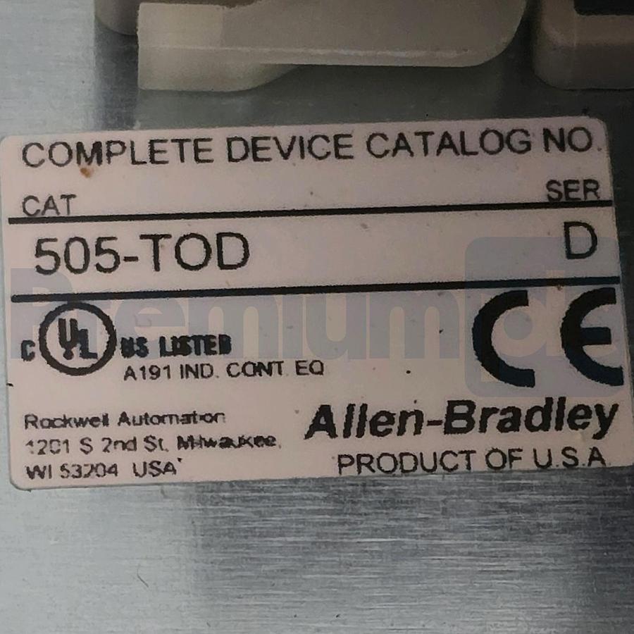 Used Allen-Bradley 505-TOD /D Full Voltage Reversing Starter NEMA Size 00 110-120V
