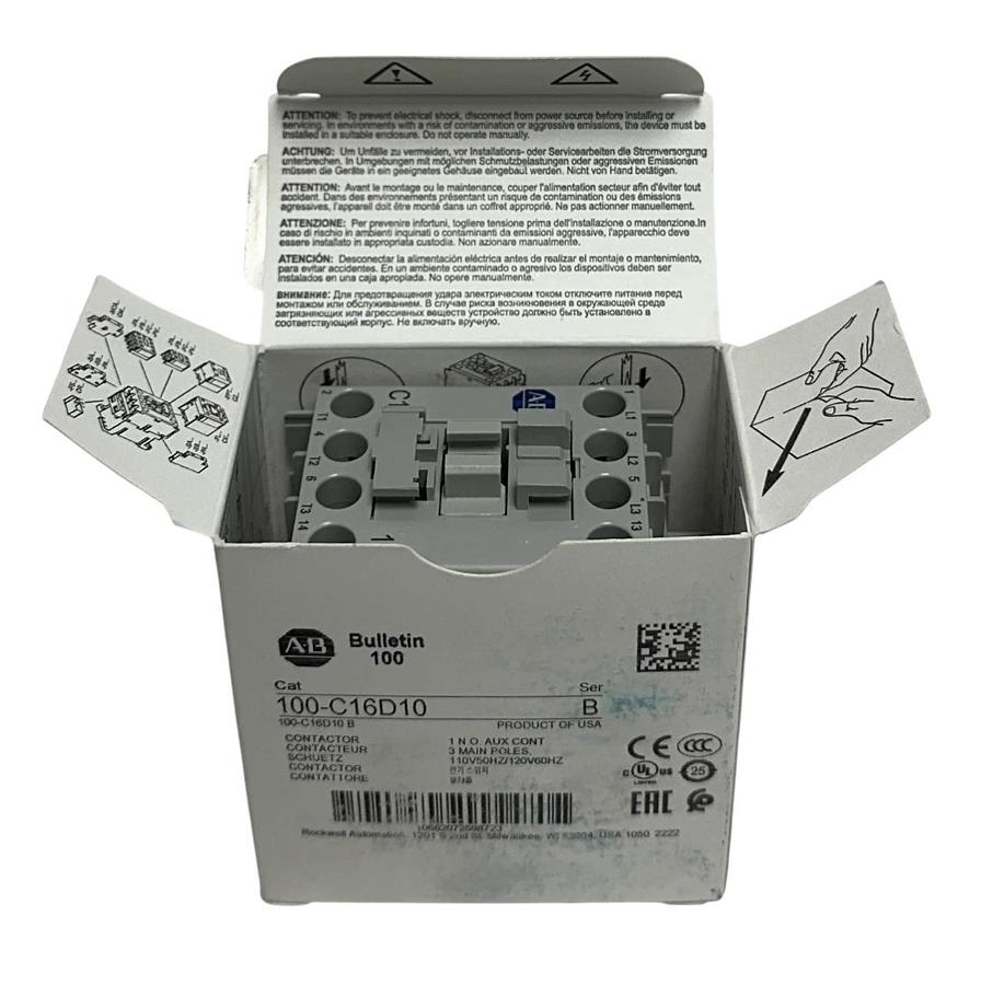 ALLEN BRADLEY 100-C16D10 /B BULLETIN 100 CONTACTOR 3-POLE 110/120V 50/60Hz NSMP