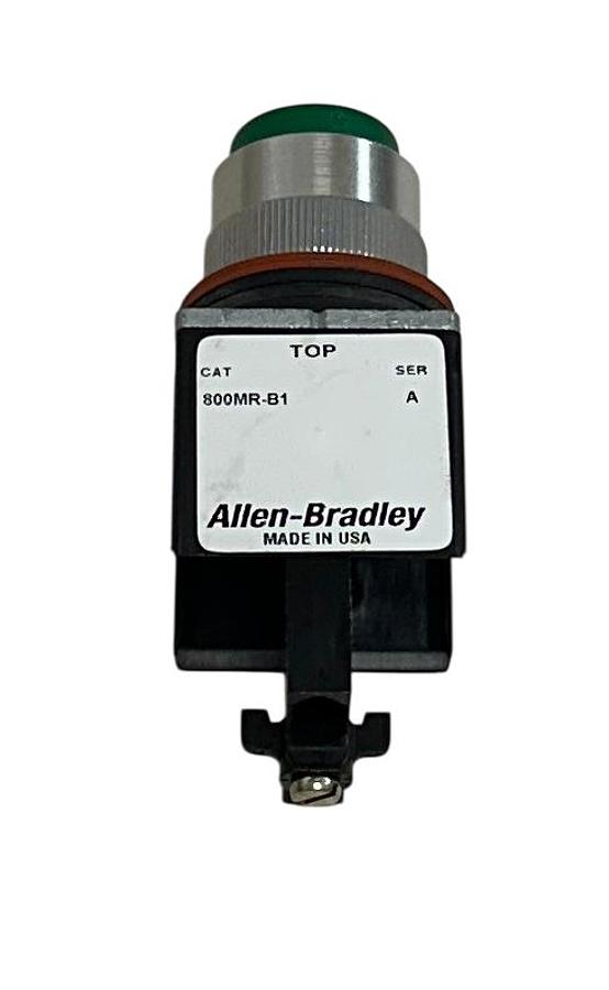 Used ALLEN BRADLEY 800MR-B1 /A BULLETIN 800MR SMALL ROUND PUSH BUTTON GREEN HEAD NSMP