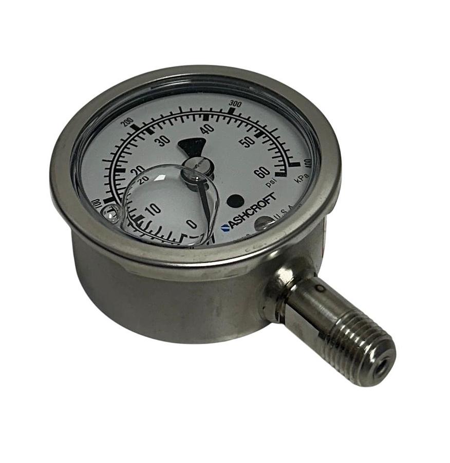 Used ASHCROFT 63-1008-SL-02L-60#/KP-XZZ / 68007-04 INDUSTRIAL DURALIFE GAUGE NSMP