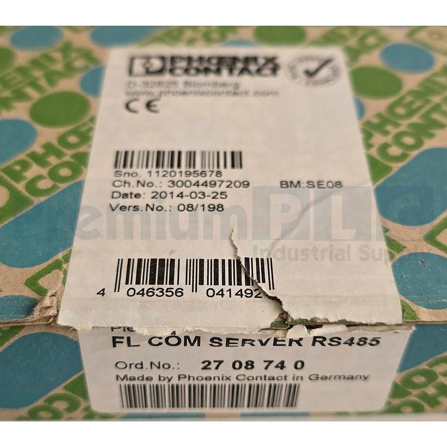 Used PHOENIX CONTACT 2708740 - FL COM SERVER RS485 INTERFACE CONVERTER w/CD-ROM NSMP