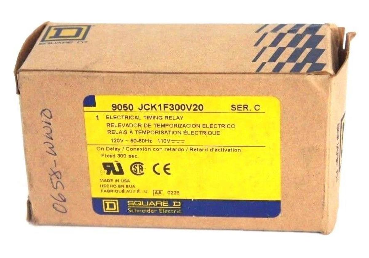 Used NIB SQUARE D 9050-JCK1F300V20 SER. C ELECTRICAL TIMING RELAY 120V 50-60HZ 110V