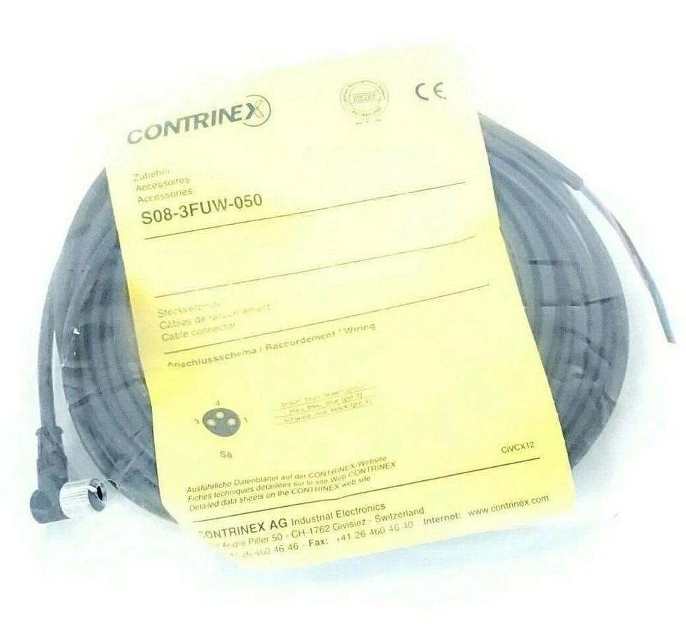 Used NEW CONTRINEX S08-3FUW-050 PICO M8 STANDARD CORDSET 5M LENGTH S083FUW050