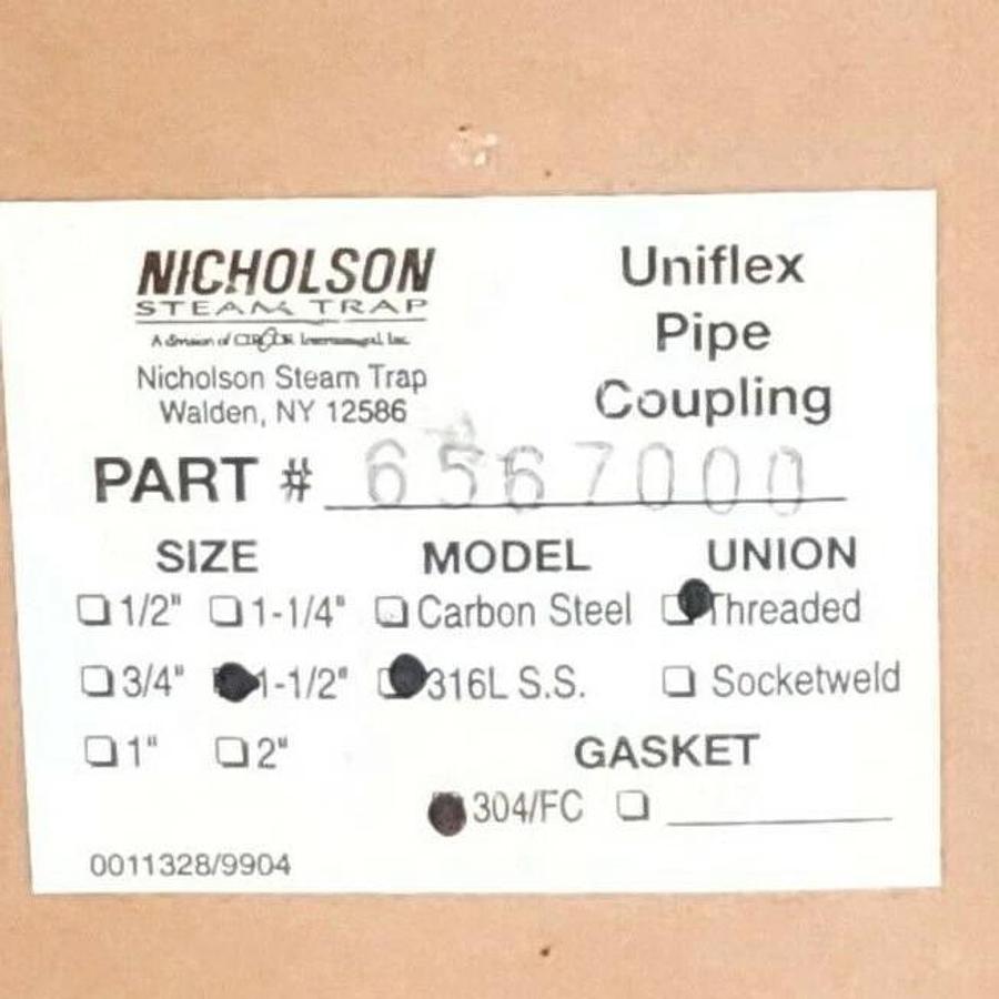 Used LOT OF 2 NIB SPENCE NICHOLSON 6567000 UNIFLEX PIPE COUPLING 1-1/2'' CARBON STEEL
