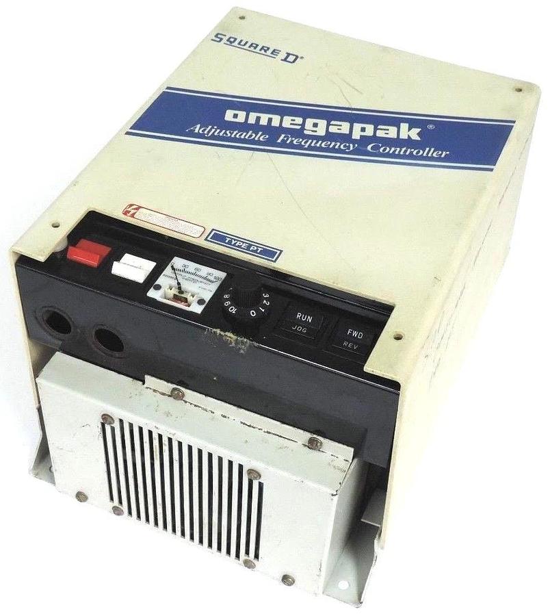 Used SQUARE D OMEGAPAK 8804-PT00FG2-P10 ADJUSTABLE FREQUENCY CONTROLLER DRIVE 5HP 3PH
