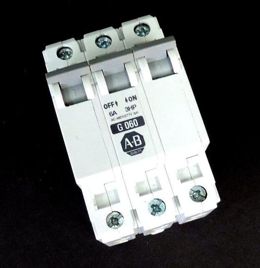 Used ALLEN BRADLEY 1492-CB-3-G060 SER. C MINIATURE CIRCUIT BREAKER 6A 3HP