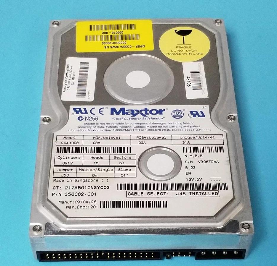 Used MAXTOR 90430D3 3.5" ITE HARD DRIVE 4.3GB, 356062-001