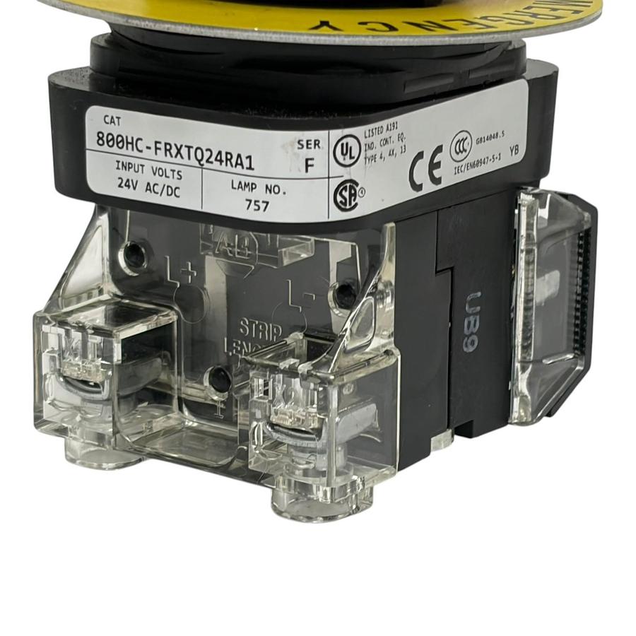 Used Allen Bradley 800HC-FRXTQ24RA1 Emergency Stop Illuminated E-Stop Switch