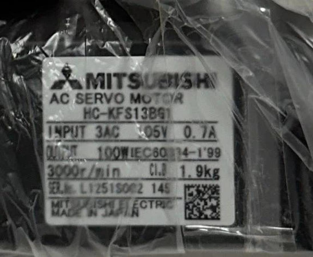 MITSUBISHI HC-KFS13BG1 1/5 / HCKFS13BG1 AC SERVO MOTOR W/ BRAKE K6505 1/5 NSMP
