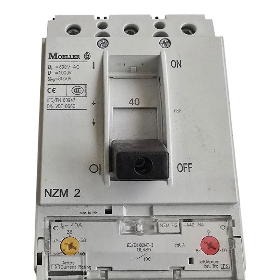 Used Eaton Moeller NZMH2-A40-BT-NA | 107800 MCCB Circuit Breaker 3P 40A 600V w/Trip